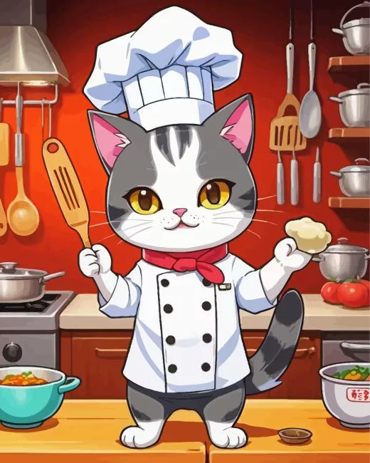 cartoon cat chef Diamond Paintings Cartoon Cat Chef Diamond Painting