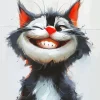 Cartoon Cat Smiling Art Diamond Painting