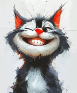 Cartoon Cat Smiling Art Diamond Painting