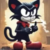 Cartoon Cat Smoking Diamond Painting