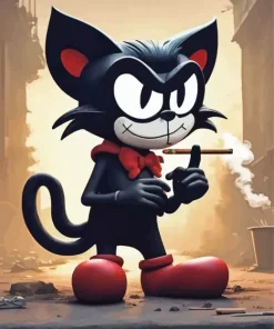 Cartoon Cat Smoking Diamond Painting