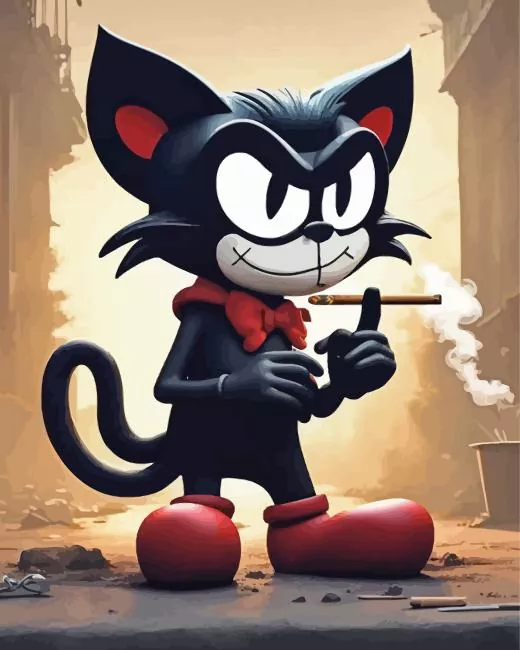 cartoon cat smoking Diamond Paints Cartoon Cat Smoking Diamond Painting