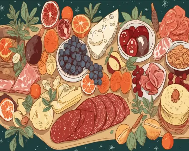 cartoon charcuterie board Diamond Paints Cartoon Charcuterie Board Diamond Painting