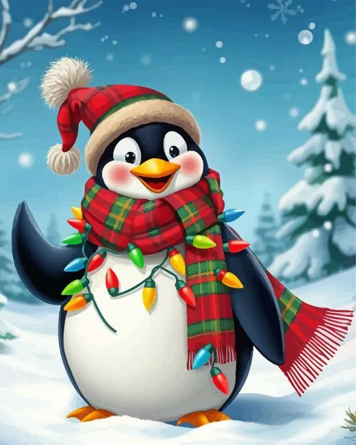 cartoon christmas penguin Diamond Paintings Cartoon Christmas Penguin Diamond Painting