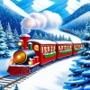 Cartoon Christmas Train Diamond Painting