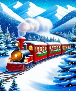 Cartoon Christmas Train Diamond Painting
