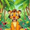Cartoon Tiger In Forest Diamond Painting