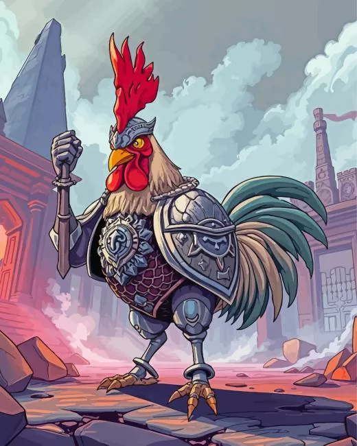 cartoon warrior chicken Diamond Paintings Cartoon Warrior Chicken Diamond Painting