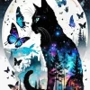 Cat And Butterfly Silhouette Art Diamond Painting