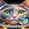 Cat And Fish Bowl Diamond Painting