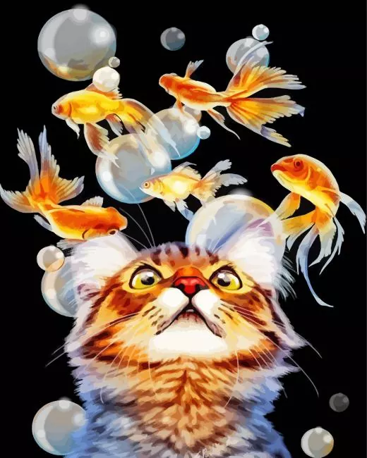 cat and goldfish art Diamond Dotz Cat And Goldfish Art Diamond Painting