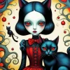 Cat And Gothic Girl Art Diamond Painting