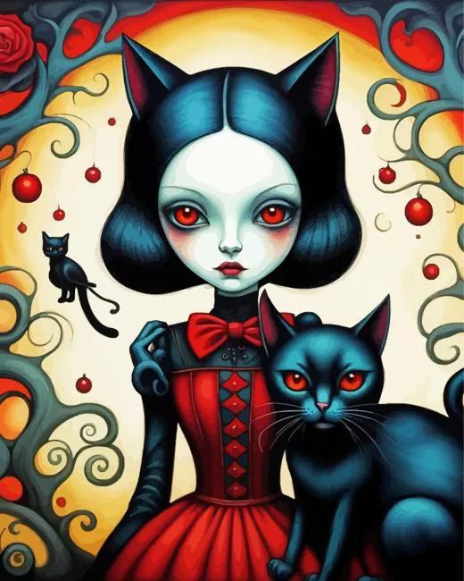 cat and gothic girl art Diamond Dotz Cat And Gothic Girl Art Diamond Painting