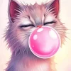 Cat Blowing Bubble Gum Diamond Painting