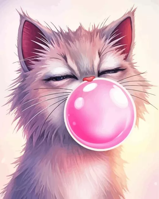 cat blowing bubble gum Diamond Paintings Cat Blowing Bubble Gum Diamond Painting