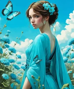 Cool Girl In A Field Of Flowers Diamond Painting