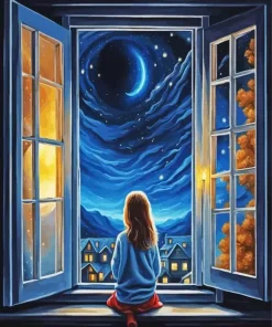 Cool Girl Window Art Diamond Painting