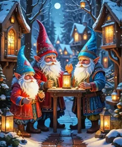 Cool Gnomes Christmas Art Diamond Painting