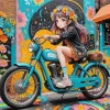 Cute Girl On Bike Anime Diamond Painting