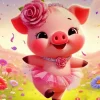 Cute Girl Pig Diamond Painting