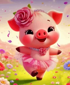 Cute Girl Pig Diamond Painting