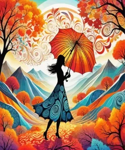 Cute Girl Umbrella Art Diamond Painting