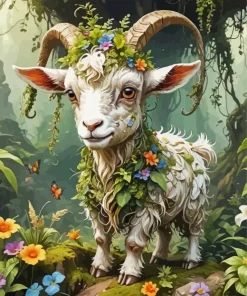 Floral Goat Diamond Painting