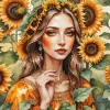 Girl And Sunflowers Art Diamond Painting