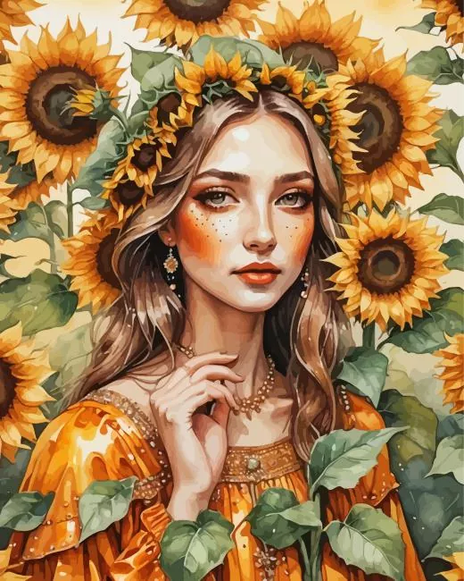 girl and sunflowers art Diamond Paintings Girl And Sunflowers Art Diamond Painting