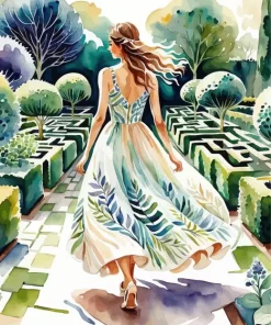 Girl Flowy Dress Art Diamond Painting
