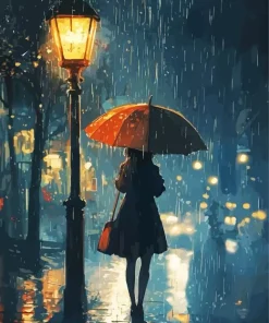 Girl Holding A Umbrella Diamond Painting