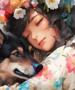 Girl Hugging Wolf Art Diamond Painting