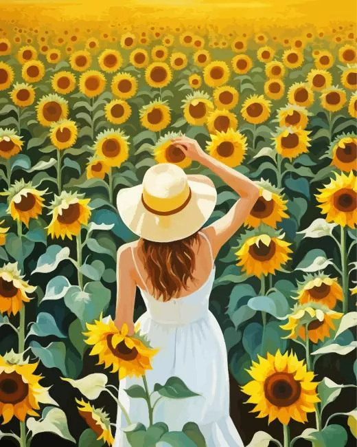 girl in sunflower field Diamond Paints Girl In Sunflower Field Diamond Painting