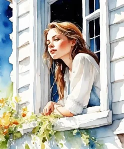 Girl In Window Art Diamond Painting