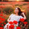 Girl Laying In Flowers Art Diamond Painting