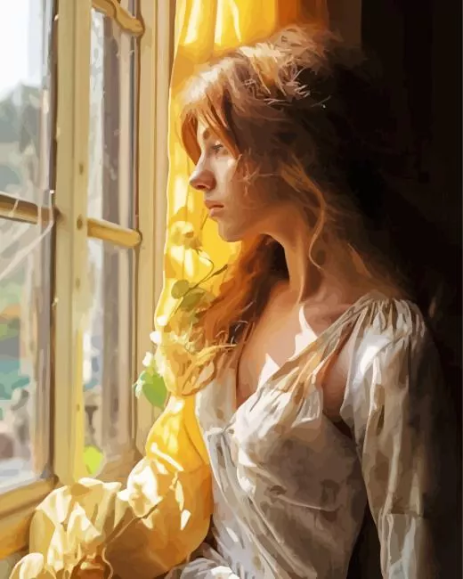girl looking out window Diamond Paintings Girl Looking Out Window Diamond Painting