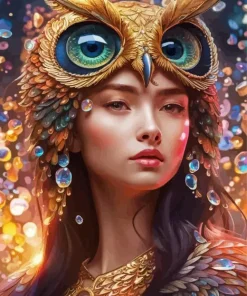 Girl Owl Art Diamond Painting