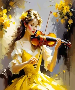 Girl Playing Violin Diamond Painting