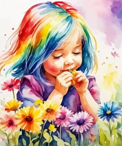 Girl Smelling Flower Diamond Painting