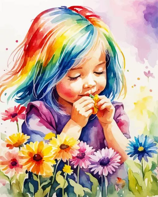 girl smelling flower Diamond Paintings Girl Smelling Flower Diamond Painting