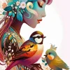 Girl With A Birds Diamond Painting