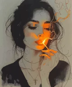 Girl With A Cigarette Art Diamond Painting