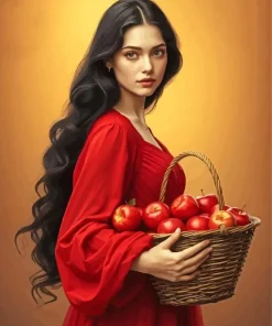 Girl With Apples Basket Diamond Painting