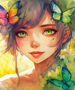 Girl With Butterflies Diamond Painting