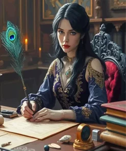 Girl Writing Art Diamond Painting