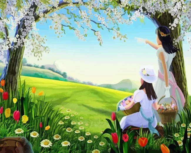 girls in garden Diamond Paintings Girls In Garden Diamond Painting