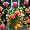 Glass Bottle With Roses Diamond Painting