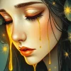 Gold Tears Lady Diamond Painting