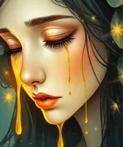 Gold Tears Lady Diamond Painting