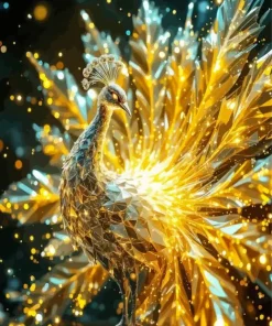 Golden Peacock Diamond Painting